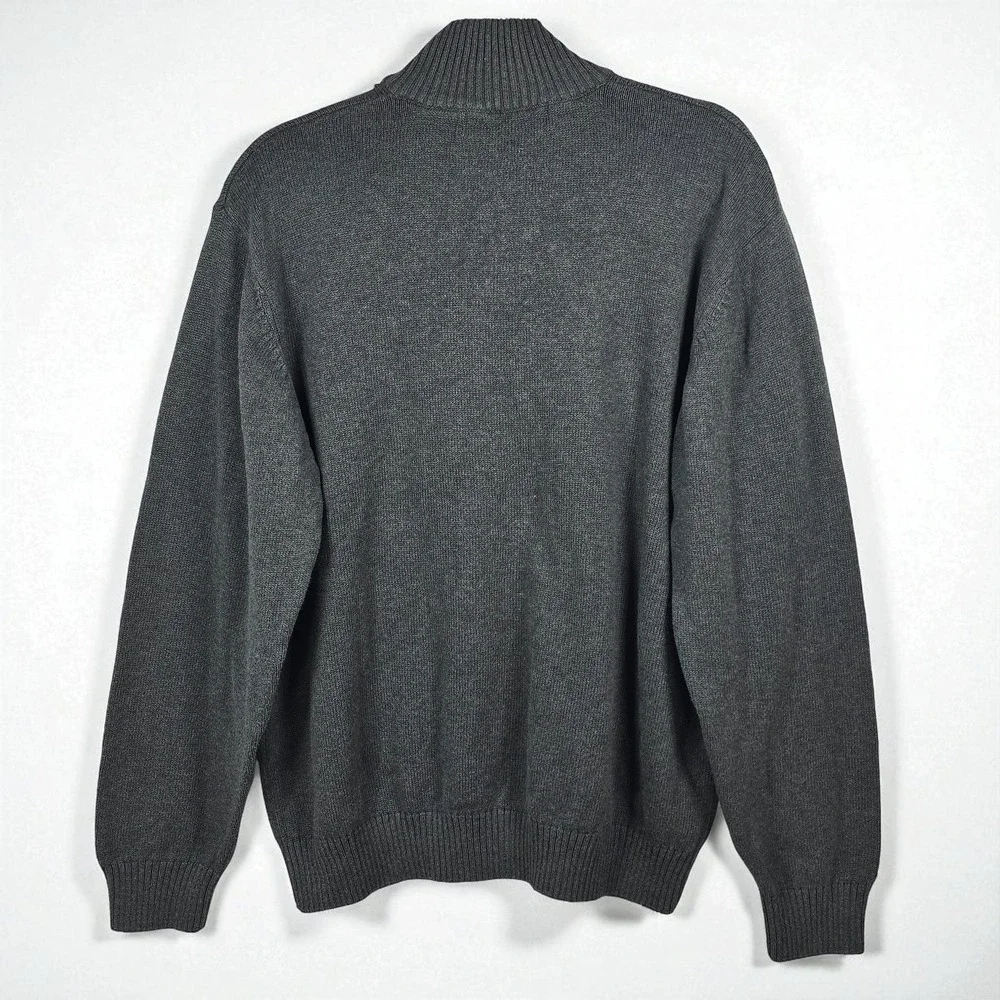 Oscar‎ de la Renta Sweater  Men XL Fair Isle Pattern Gray 1/4 Zip Knit Pullover